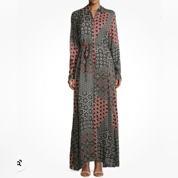 Johnny was multicolored long dress with belt of the same fabric size XS - Picture 1 of 15